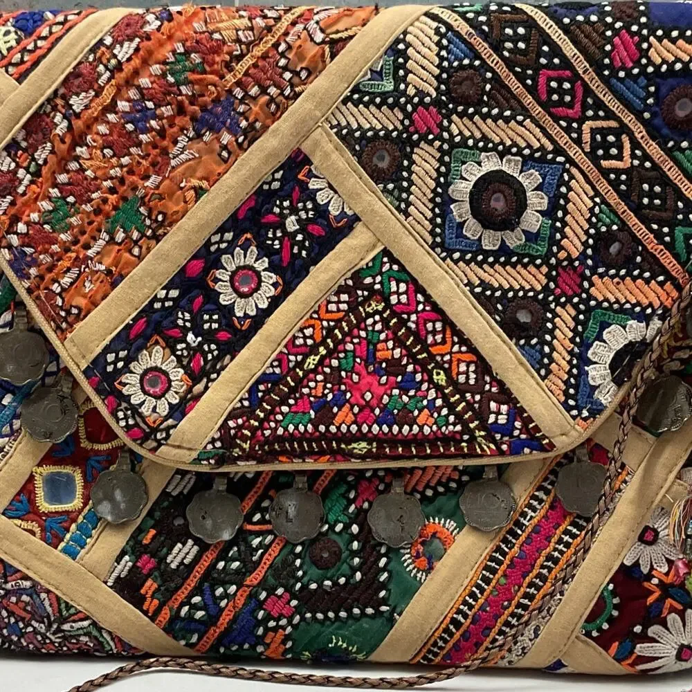 Anthropologie Tylie Malibu boho ethnic textile clutch